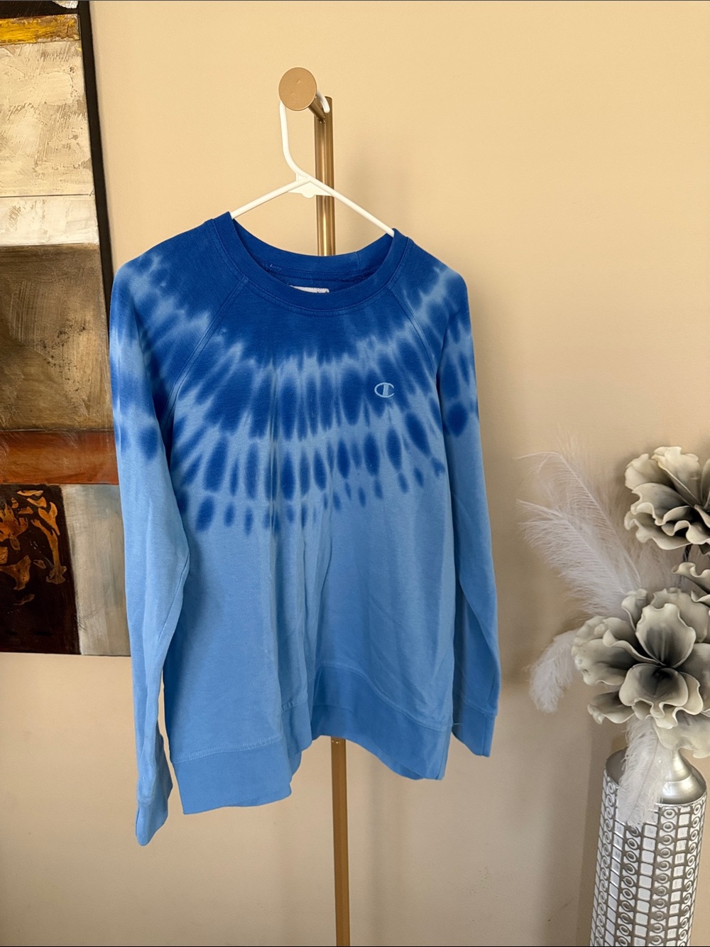 Champion Blue Tie-Dye Crewneck Sweatshirt